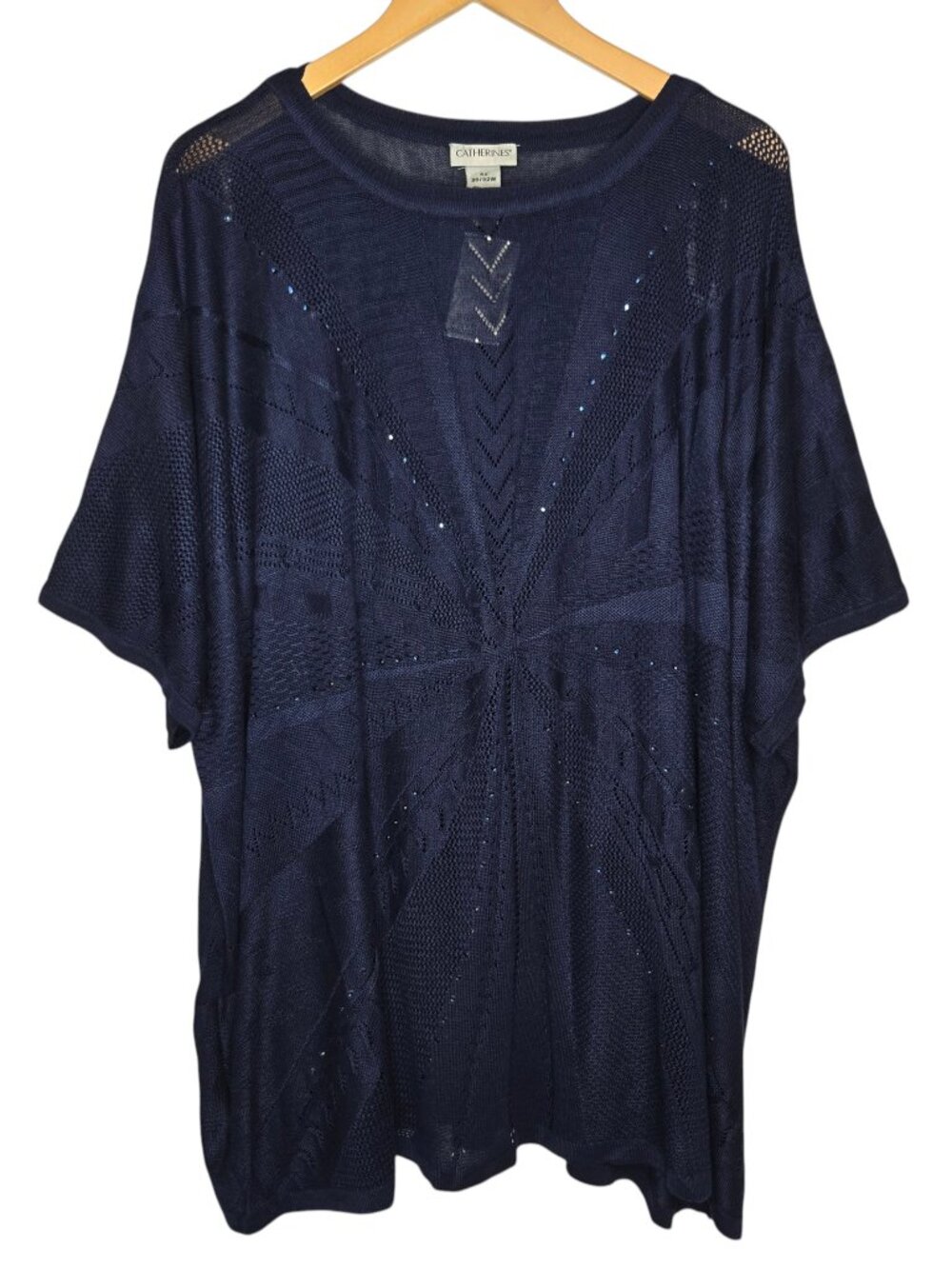 NWT Catherines Sunburst Jewel Studded Poncho Knit Tunic Top 4X